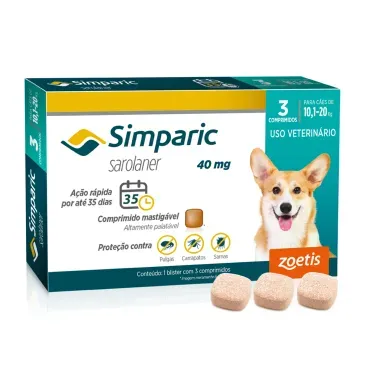 Antipulgas Simparic 40mg para Caes 10 a 20kg